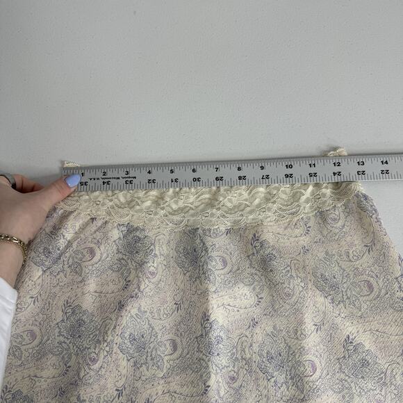 Vintage Express Skirt Womens Small Ivory Silk Paisley Mini Fairy Y2K Coquette - Picture 10 of 11